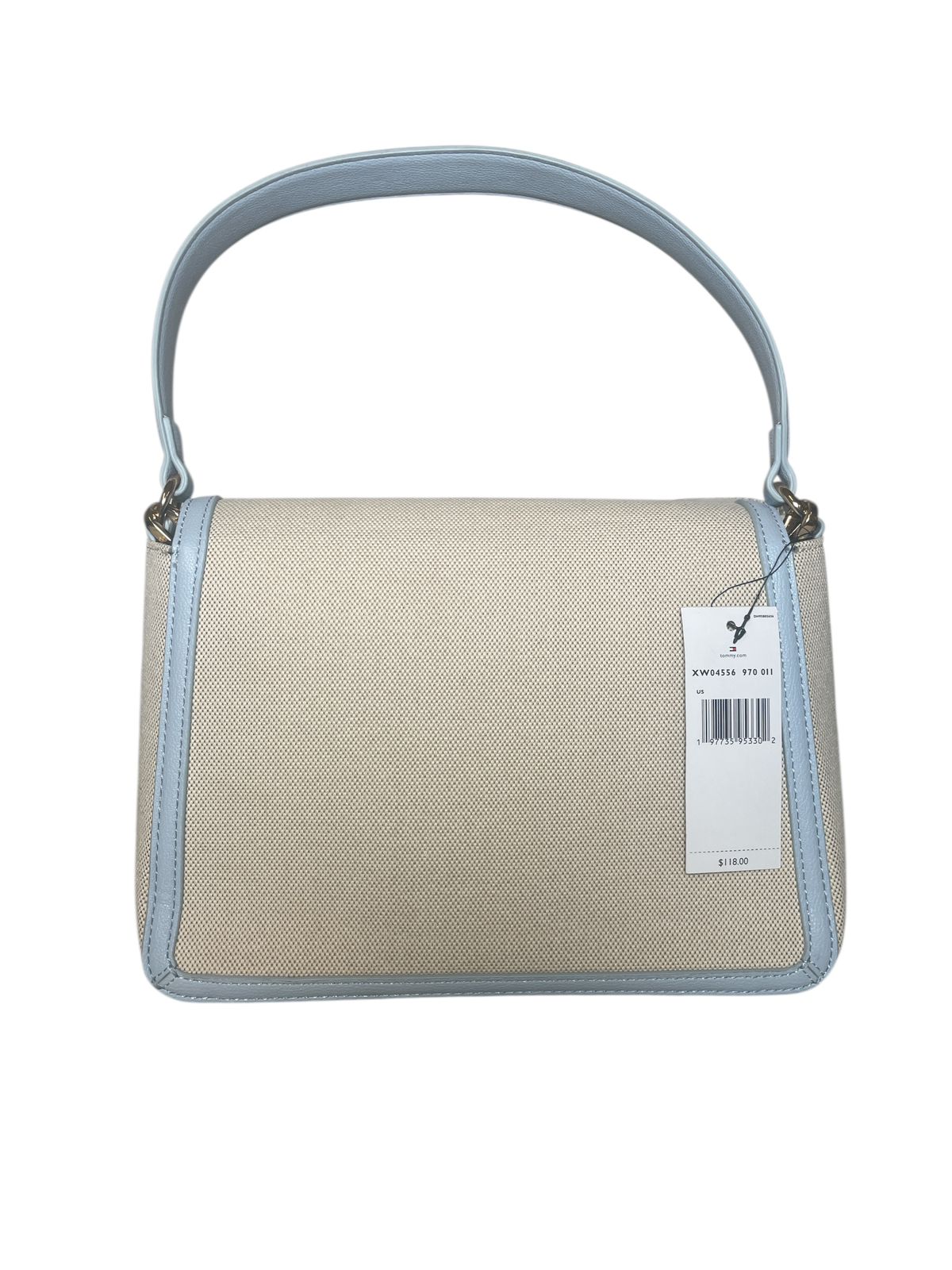 Bolso Tommy Hilfiger Original Beige con Azul Cielo – Crossbody Elegante