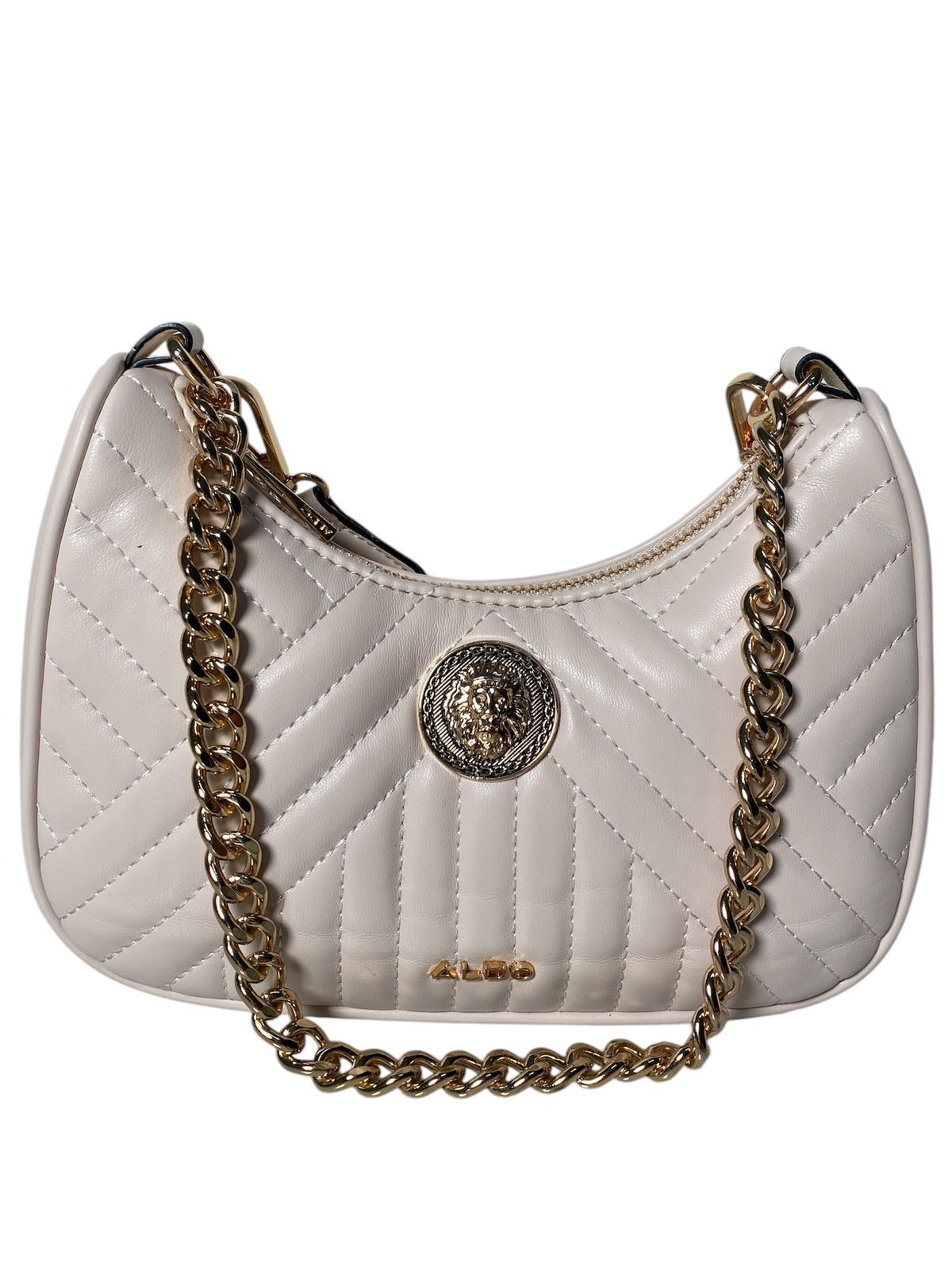 Bolso ALDO acolchado Crema con cadena dorada y minimonedero – Lujo Discreto, Estilo Inigualable