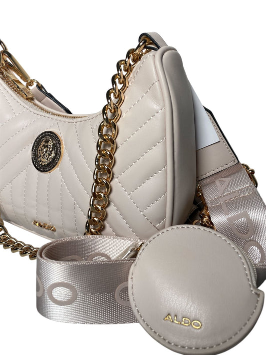 Bolso ALDO acolchado Crema con cadena dorada y minimonedero – Lujo Discreto, Estilo Inigualable