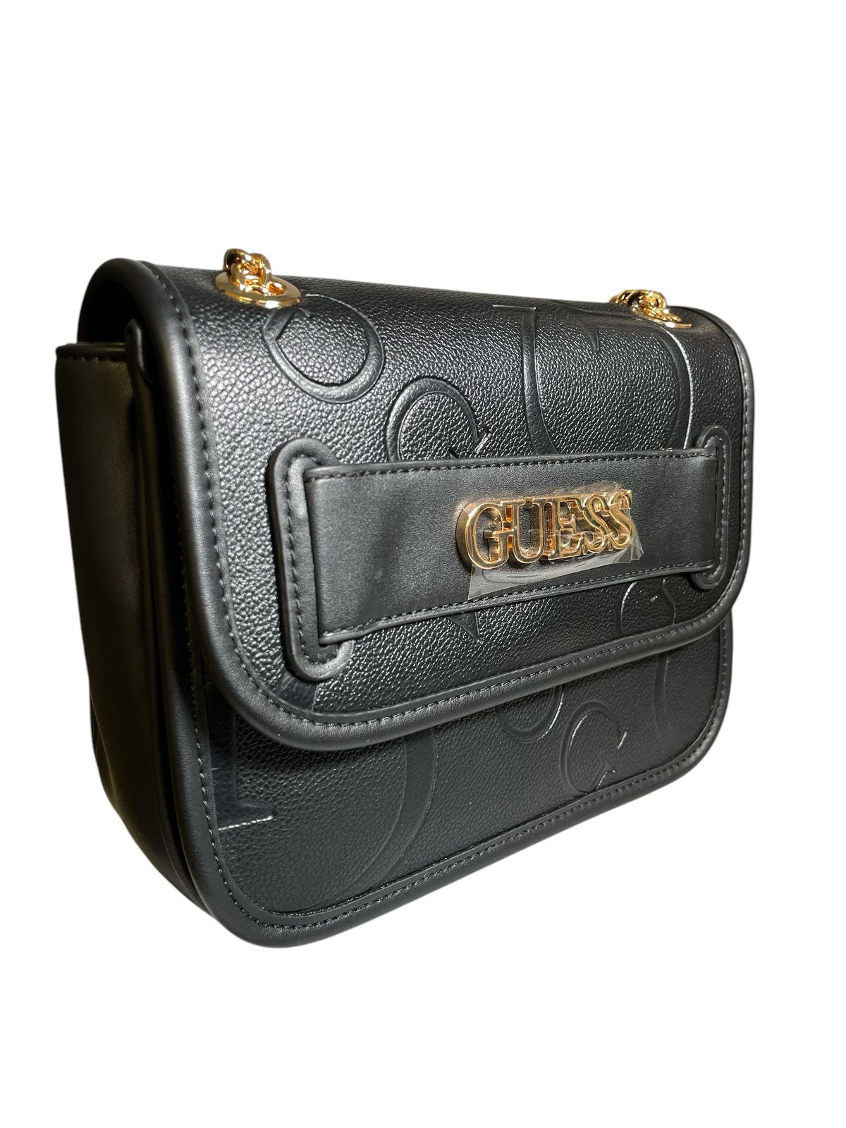 Bolsa GUESS Negra con Cadena Dorada – Elegancia que Resalta